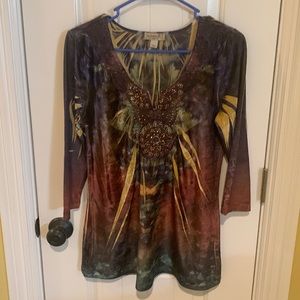 Colorful long shirt or tunic velvet velour material